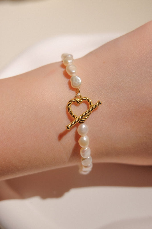 Heartfelt Pearl Heart Bracelet